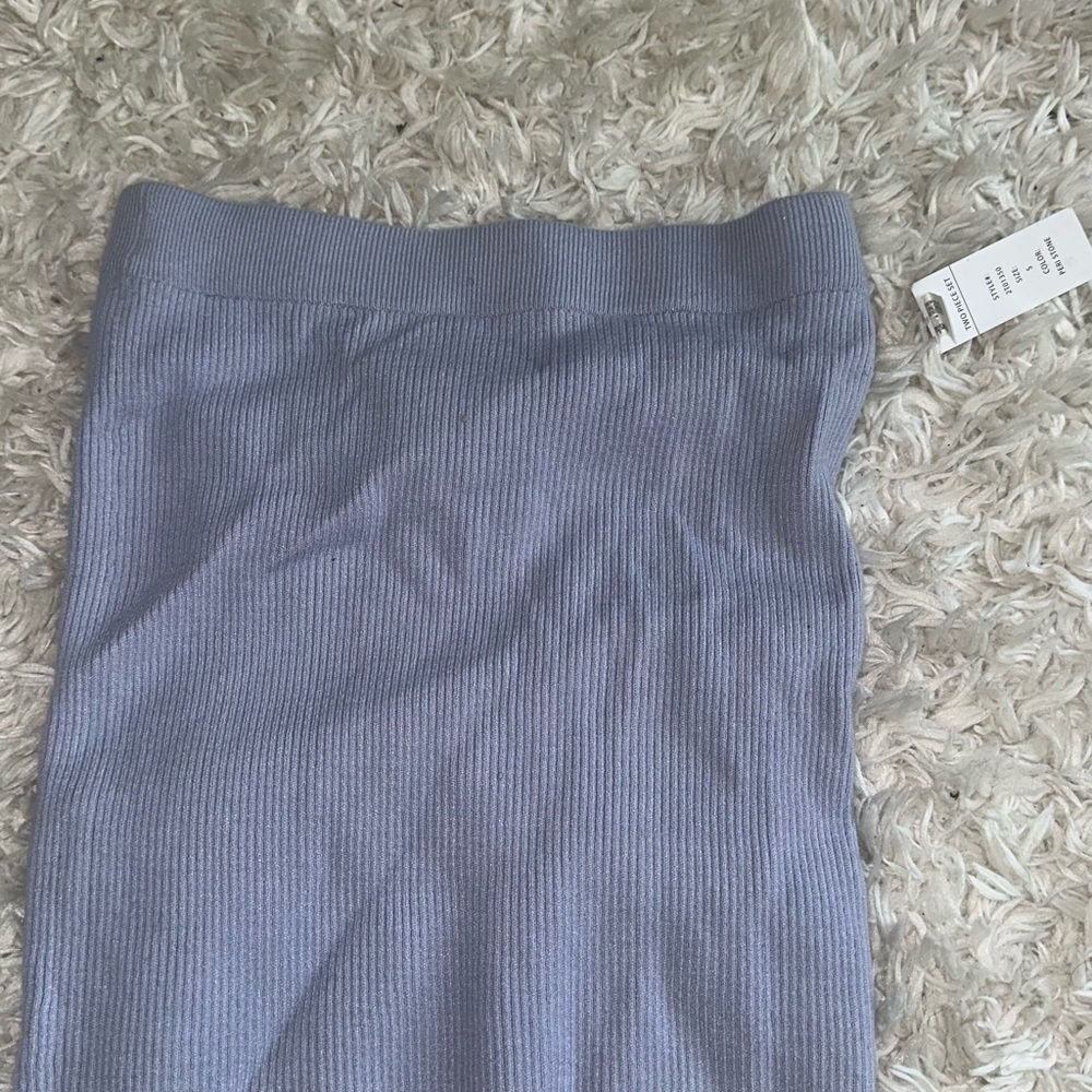 Elegant Blue Ribbed Skirt